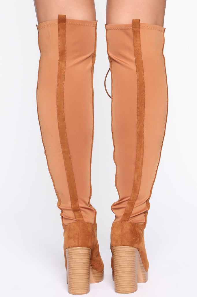 Savage Season Thigh High Boots - Chestnut