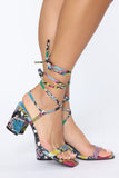 Squared In Heeled Sandals - Multi Color