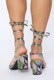 Squared In Heeled Sandals - Multi Color