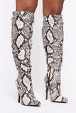 Lioness Heeled Boots - Black/ White Snake