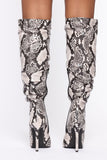 Lioness Heeled Boots - Black/ White Snake