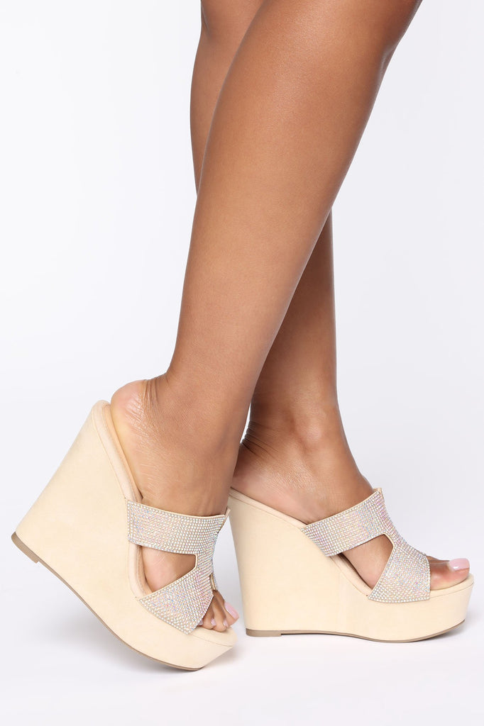 Pretty In Stones Wedges  - Nude