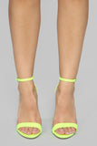 Just Think About It Heeled Sandals - Neon Yellow