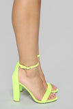Just Think About It Heeled Sandals - Neon Yellow