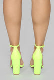 Just Think About It Heeled Sandals - Neon Yellow