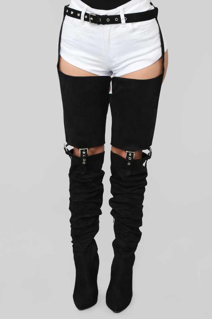 Keep Trying Heeled Boot - Black