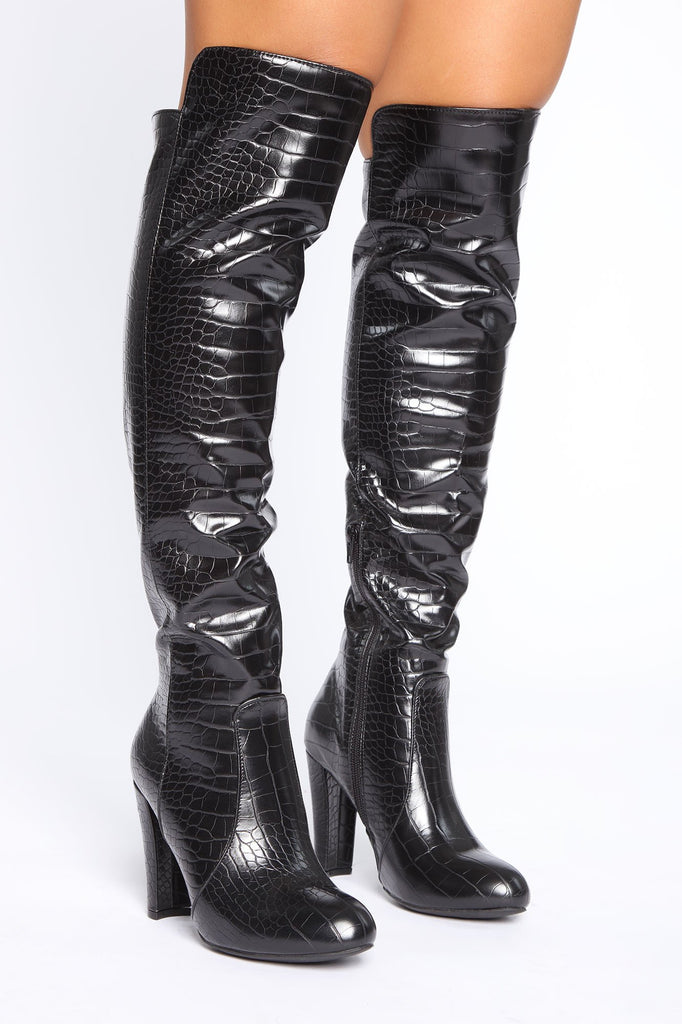 Worst Behavior Over The Knee Boots - Black
