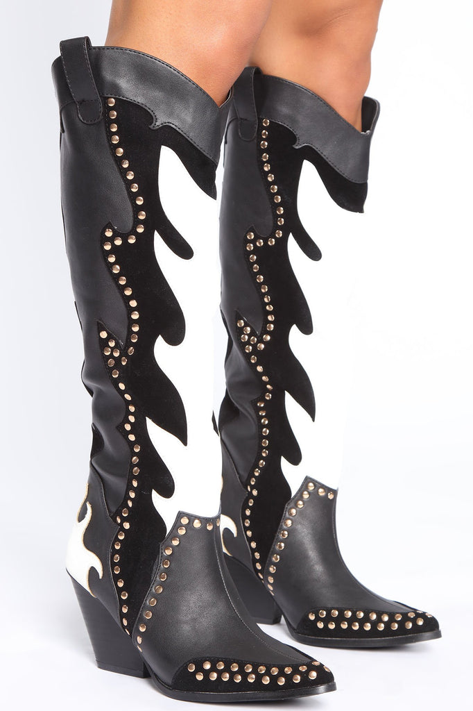 Night Rider Heeled Boots - Black