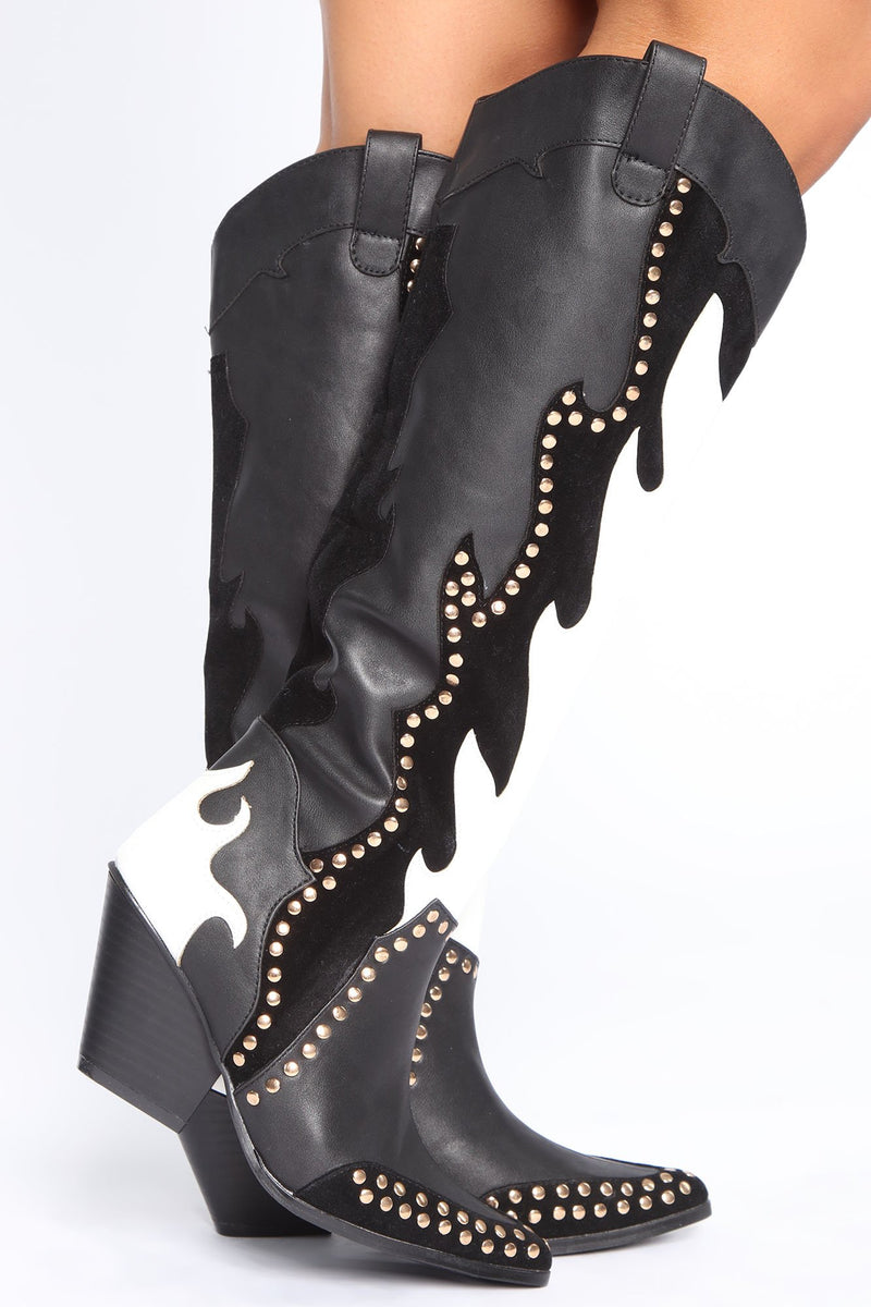 Night Rider Heeled Boots - Black