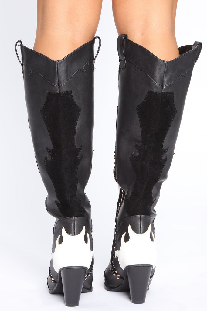 Night Rider Heeled Boots - Black