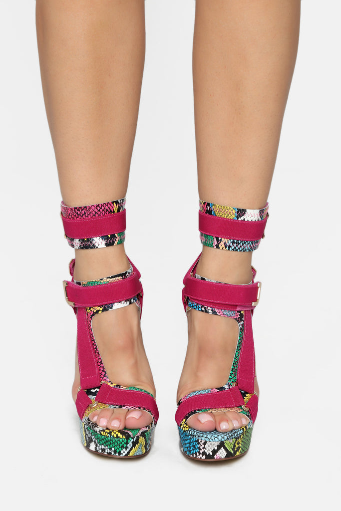 Head In The Clouds Platform Heel - Mutli Snake