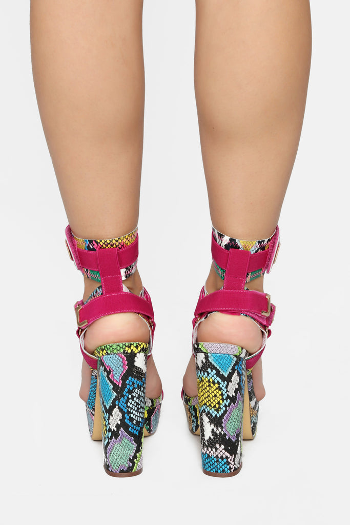 Head In The Clouds Platform Heel - Mutli Snake