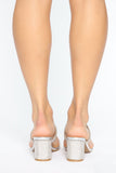 Diamond Bomb Heeled Sandals - Silver