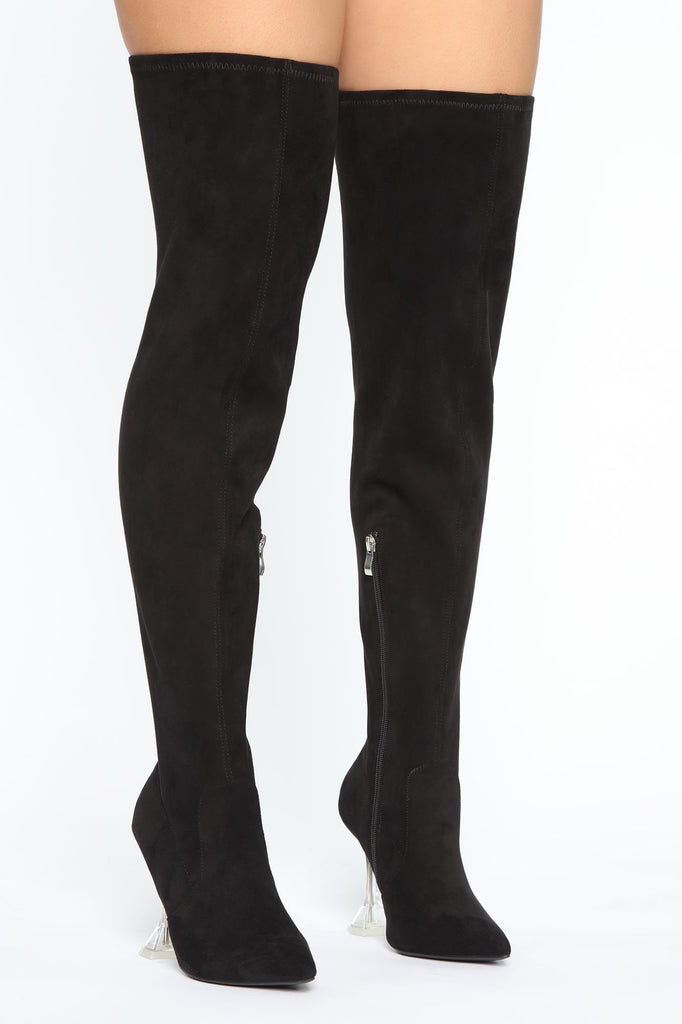 With A Twist Heeled Boots - Black