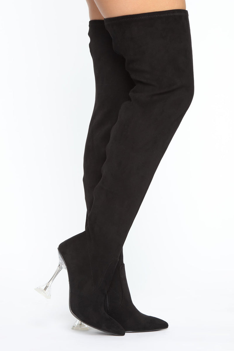 With A Twist Heeled Boots - Black