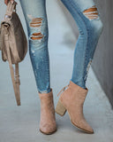 Curb Appeal Faux Suede Heeled Bootie - Taupe