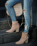 Curb Appeal Faux Suede Heeled Bootie - Taupe
