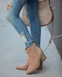 Curb Appeal Faux Suede Heeled Bootie - Taupe