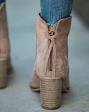 Curb Appeal Faux Suede Heeled Bootie - Taupe