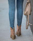Curb Appeal Faux Suede Heeled Bootie - Taupe