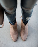 Curb Appeal Faux Suede Heeled Bootie - Taupe