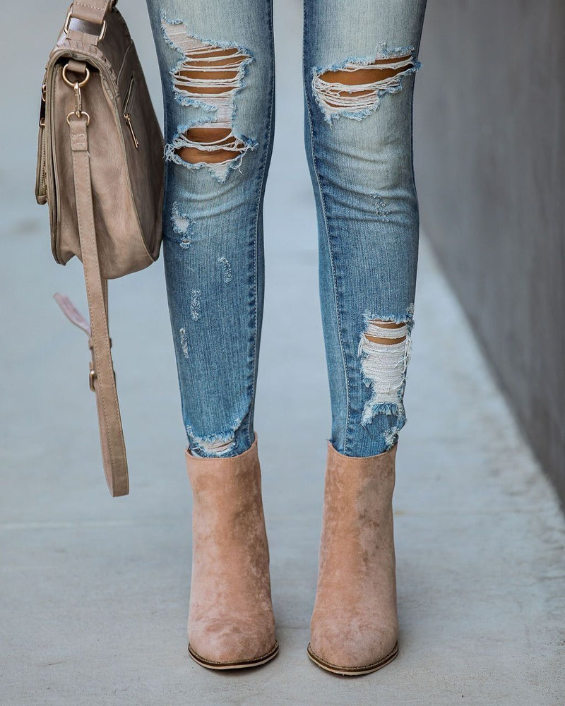 Curb Appeal Faux Suede Heeled Bootie - Taupe