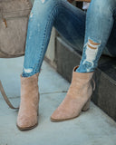 Curb Appeal Faux Suede Heeled Bootie - Taupe