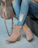 Curb Appeal Faux Suede Heeled Bootie - Taupe