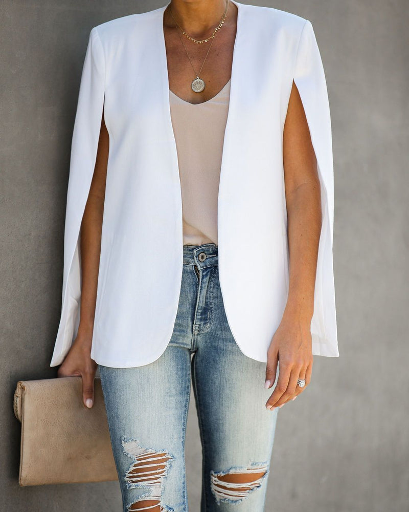In The Works Pocketed Cape Jacket - Off White