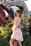 Floral Chiffon Boho Deep V neck backless Dress