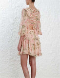 Floral Chiffon Boho Deep V neck backless Dress