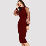 Party Black or Blue Pencil Bodycon Dress With Jacquard Contrast