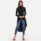 Mock Neck Double Breasted Front Dip Hem Top