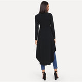 Mock Neck Double Breasted Front Dip Hem Top