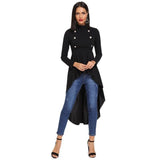 Mock Neck Double Breasted Front Dip Hem Top