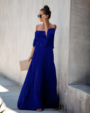 Eternal Love Pleated Maxi Dress - Royal - FINAL SALE