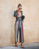 Pop The Champagne Pocketed Sequin Jumpsuit