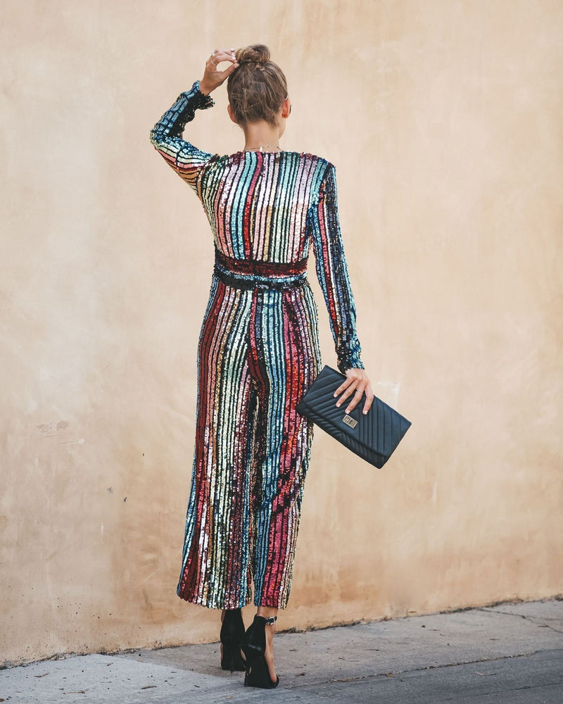 Pop The Champagne Pocketed Sequin Jumpsuit