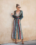 Pop The Champagne Pocketed Sequin Jumpsuit