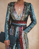 Pop The Champagne Pocketed Sequin Jumpsuit