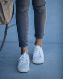 Montecito Faux Leather Perforated Sneakers - White