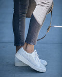 Montecito Faux Leather Perforated Sneakers - White