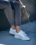 Montecito Faux Leather Perforated Sneakers - White