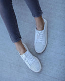 Montecito Faux Leather Perforated Sneakers - White
