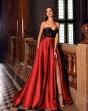 Lace Strapless Green Side-split Evening Dress