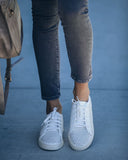 Montecito Faux Leather Perforated Sneakers - White