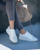 Montecito Faux Leather Perforated Sneakers - White