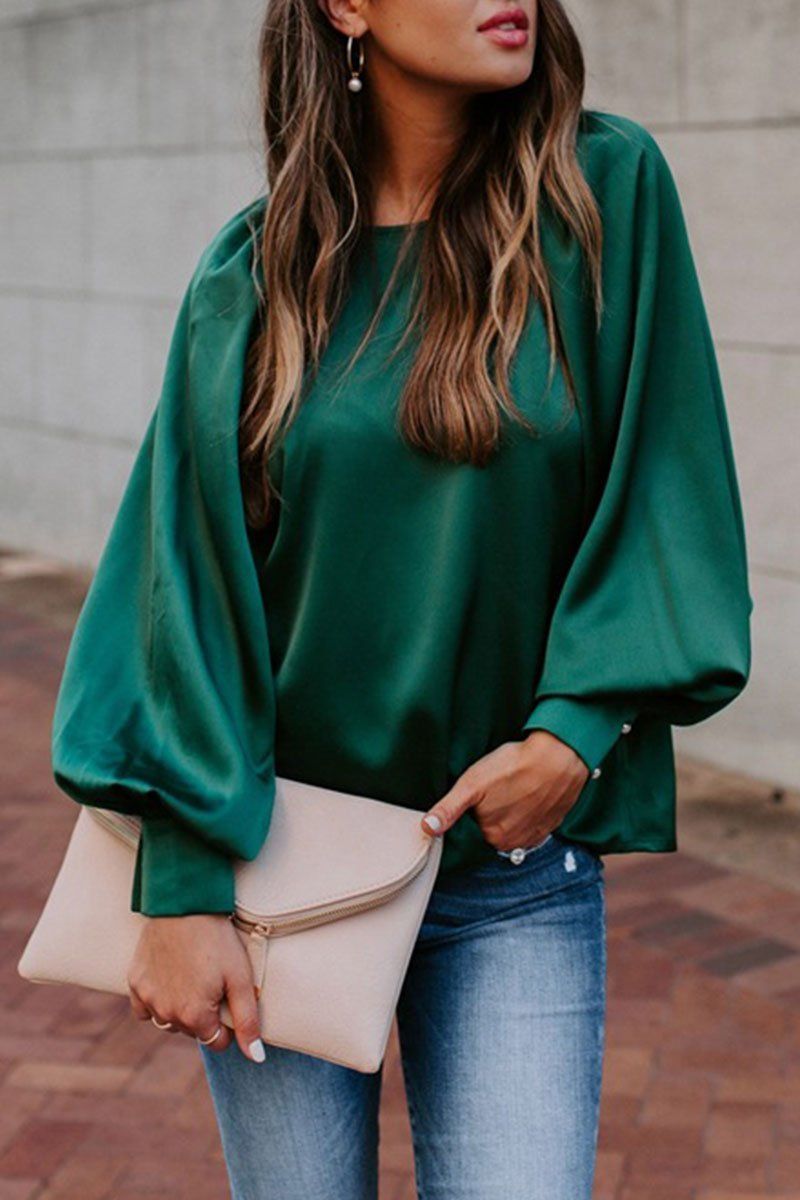 Lynkc Kelly Satin Statement Blouse(2 Colors)