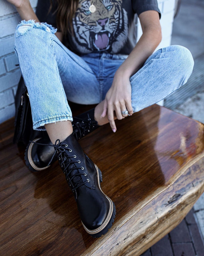 Brycen Faux Leather Lace Up Boot - FINAL SALE