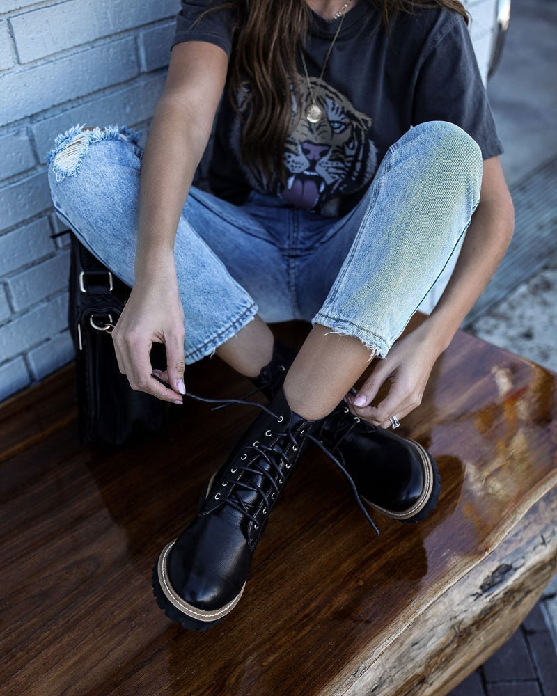 Brycen Faux Leather Lace Up Boot - FINAL SALE